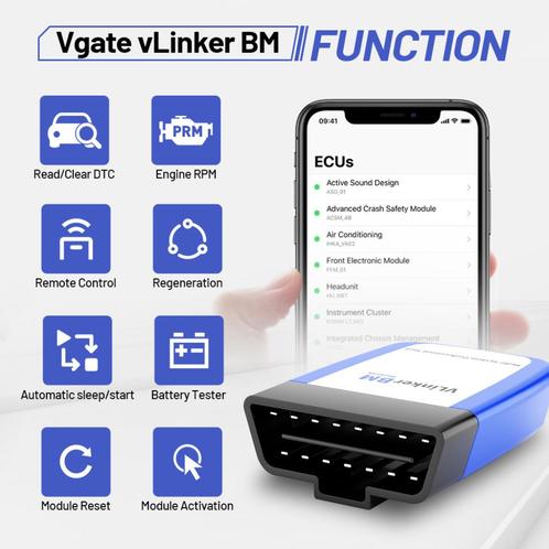 Vgate vLINKER BMW MINI BM+ WIFI BT 4.0 BIMMERCODE BIMMERLINK, Auto diversen, Onderhoudsmiddelen, Ophalen of Verzenden