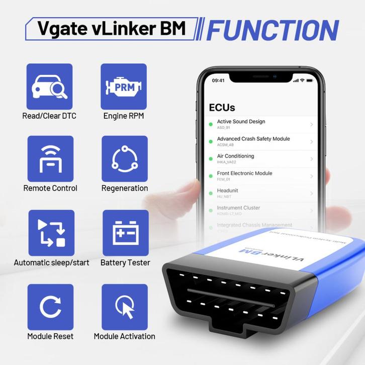 Vgate vLINKER BMW MINI BM+ WIFI BT4.0 BIMMERCODE iOS ANDROID, Auto diversen, Onderhoudsmiddelen, Ophalen of Verzenden