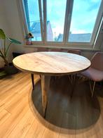 Industriële houten eettafel - rond, Huis en Inrichting, Tafels | Eettafels, Ophalen, Gebruikt, 100 tot 150 cm, Rond