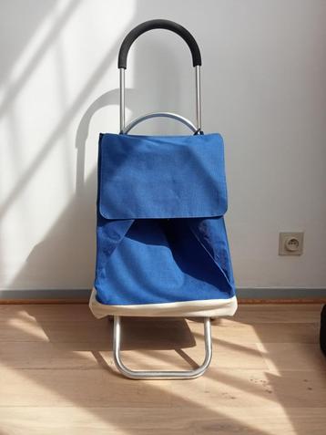 klein blauw winkelwagentje beschikbaar voor biedingen