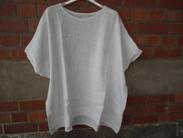 Witte blouse van 100% katoen voor dames. Eén maat voor ieder, Kleding | Dames, Wit, Maat 46/48 (XL) of groter, Zo goed als nieuw