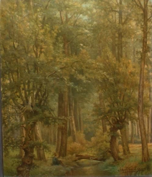 Joseph Van Luppen (1834-1991): Boszicht 1869 (O/D,73 x 88 cm, Antiek en Kunst, Kunst | Schilderijen | Klassiek, Ophalen of Verzenden