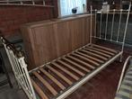 Metalen bed met lattenbodem en matras, Ophalen, Gebruikt, 90 cm, Wit