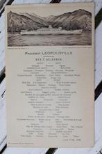 Menukaart Paketboot Léopoldville Congo 1938, Gebruikt, Foto, Ophalen of Verzenden, Voor 1940