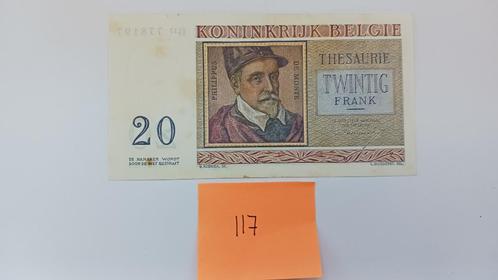 20 Frank België 1956, Postzegels en Munten, Bankbiljetten | België, Los biljet, Ophalen of Verzenden
