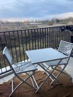Terrastafeltje met 2 stoelen wit aluminium, Jardin & Terrasse, Tables de jardin, Comme neuf, Enlèvement, Carré, Aluminium