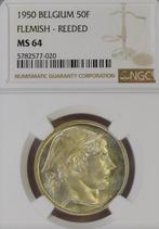 Belgium 50 Francs 1950 Vlaams FDC MS64, Monnaie en vrac, Argent, Argent, Envoi