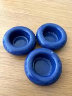 3 kleine ronde blauwe kandelaars, Huis en Inrichting, Overige materialen, Blauw, Ophalen of Verzenden, Zo goed als nieuw