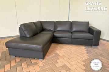 LIVRAISON GRATUITE Canapé d'angle en cuir véritable gris HEE, 150 cm ou plus, Comme neuf, Cuir, Moderne