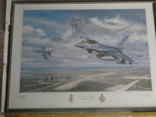 Cadre F16, 31e sq « Tigers » (repro. Ronald WONG (mai 199, Antiquités & Art, Art | Peinture | Classique, Enlèvement