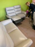 Lederen salon licht grijs elektrich verstelbaar, Huis en Inrichting, Ophalen