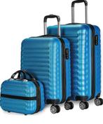 Trio valise + 2 sacs de transport pour chaussures, Comme neuf, Plastique dur, Envoi, Poignée extensible