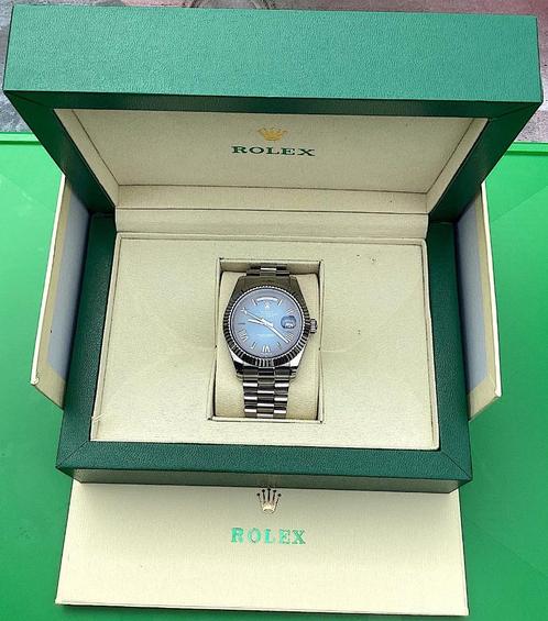 Te Koop Rolex Day Date Automaat 40-mm blauwe plaat, Handtassen en Accessoires, Horloges | Heren, Nieuw, Polshorloge, Rolex, Staal