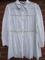 Wit opengewerkt lang shirt van fijn katoen van Zara T40, Kleding | Dames, Blouses en Tunieken, Zara, Gedragen, Maat 38/40 (M)