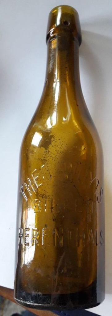 Bruin bierflesje "Bieren Theo Wuyts" Herenthals, Verzamelen, Biermerken, Gebruikt, Flesje(s), Ophalen of Verzenden