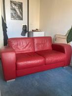 Mooie rode zetel te koop, 150 tot 200 cm, Rechte bank, Leer, 75 tot 100 cm