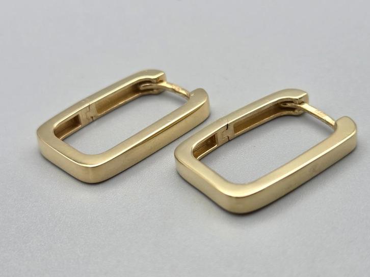 14 Karaat goud op zilver oorbellen. 2025/728., Handtassen en Accessoires, Oorbellen, Nieuw, Hangers, Goud, Goud, Verzenden