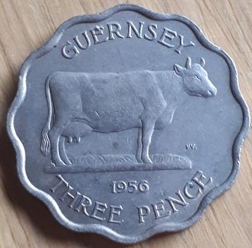 GUERNESEY : EXCELLENT 3 PENCE 1956 KM 15 NICE UNC !