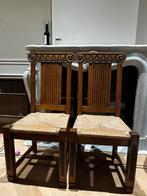 6 massief eiken stoelen met rieten zitting, Antiek en Kunst, Ophalen