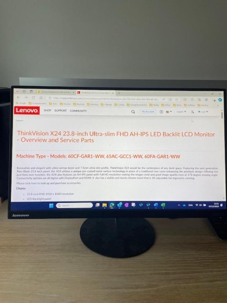 Lenovo ThinkVision X24-20 23.8" monitor, Computers en Software, Desktop Pc's, Nieuw, Ophalen