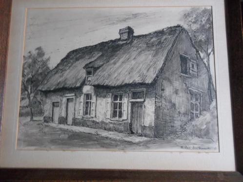 Originele inkttekening  Alfons Van den Bossche  Mariekerke, Antiek en Kunst, Curiosa en Brocante, Ophalen of Verzenden