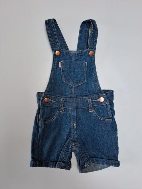 Mt 74 Denim salopette met korte pijpen, Kinderen en Baby's, Babykleding | Maat 74, Zo goed als nieuw, Meisje, Overige typen, Ophalen of Verzenden