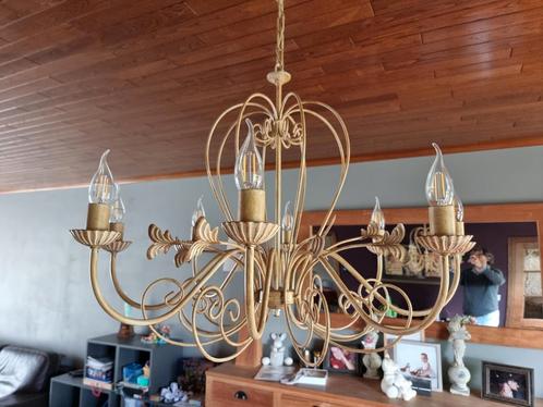 Landelijke kroonluchter met LED-lampen – 8-armig – Vintage s, Huis en Inrichting, Lampen | Kroonluchters, Zo goed als nieuw, Ophalen