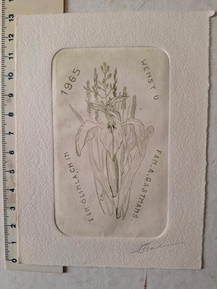Ets André Gastmans Nieuwjaarswensen voor 1965, Antiek en Kunst, Kunst | Etsen en Gravures, Ophalen of Verzenden