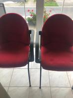 2 stoelen rode stof metalen frame heel mooie staat, Huis en Inrichting, Stoelen, Ophalen, Rood, Metaal, Twee