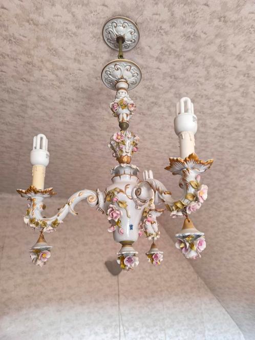 2 Capodimonte porseleinen lusters getekend "N", Antiek en Kunst, Antiek | Porselein, Ophalen