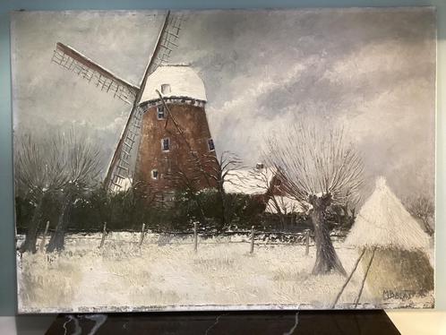 Schilderij Winterlandschap get. M. Baert. 224/Da., Antiek en Kunst, Kunst | Schilderijen | Klassiek, Ophalen