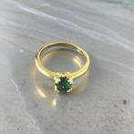 Ring Smaragd 14k verguld, Handtassen en Accessoires, Ringen, Nieuw, Groen, 18 tot 19, Met edelsteen