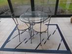 Metalen tafel en stoelen, Huis en Inrichting, Ophalen, Gebruikt, Rond, 50 tot 100 cm