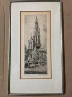 Romain Malfliet - Ets: Kathedraal - Bazar Antwerpen, Antiek en Kunst, Kunst | Etsen en Gravures, Ophalen of Verzenden