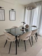 Table bois noir 180x90 – Moderne Zwarte houten tafel 180x90, Ophalen, Zo goed als nieuw
