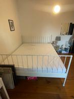 Wit tweepersoonsbed ZONDER matras en lattenbodems, Ophalen, Gebruikt, Wit, Tweepersoons