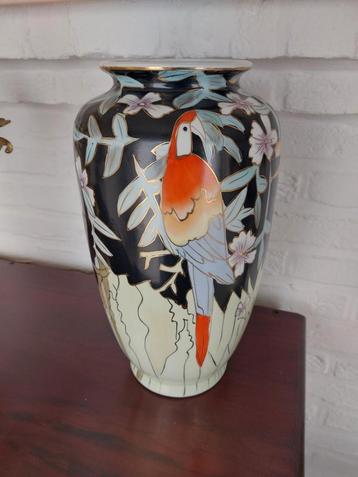 Vase vintage Perroquet Toucan en porcelaine 