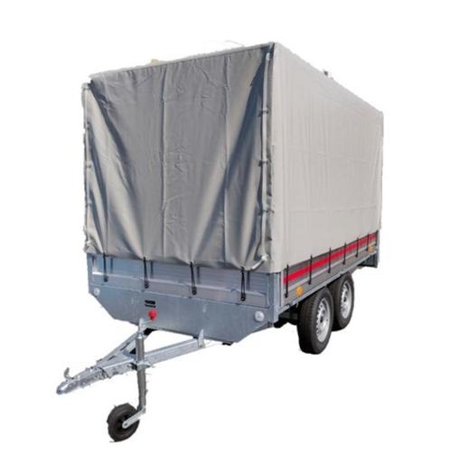 Aanhangwagen - dubbelas + ladderrek + zeil  < 750 kg, Auto diversen, Aanhangers en Bagagewagens, Zo goed als nieuw, Ophalen