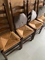 Vier eiken stoelen te koop, Ophalen, Riet of Rotan, Gebruikt, Bruin