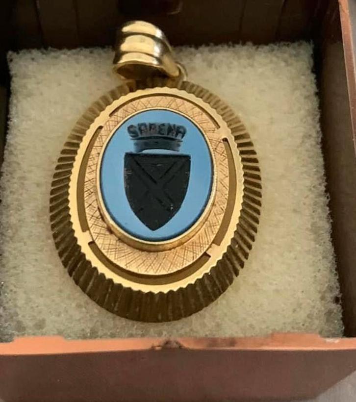 Broche Sabena or et pierre nicolo bleue, Collections, Souvenirs Sabena, Comme neuf, Enlèvement