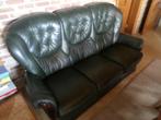 Groene lederen zetel, Huis en Inrichting, Zetels | Zetels, Ophalen, Gebruikt, Minder dan 75 cm, 150 tot 200 cm