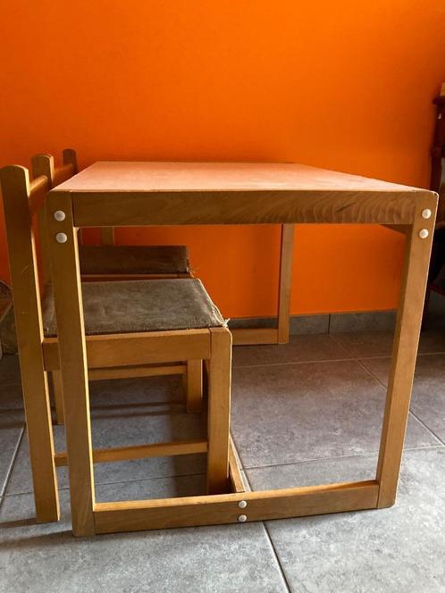 set Table et 2 chaises enfants en Hêtre vintage, Kinderen en Baby's, Kinderkamer | Tafels en Stoelen, Gebruikt, Tafel(s) en Stoel(en)