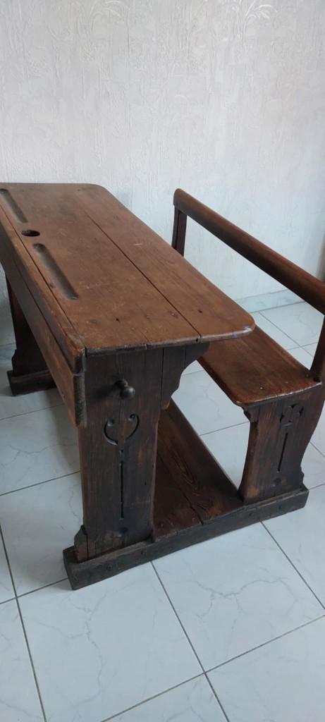 Antieke interbellum schoolbank, Antiquités & Art, Antiquités | Meubles | Tables, Enlèvement ou Envoi