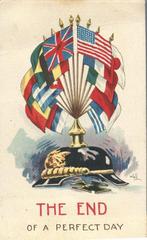 WW I  - 1918 - Colored PC "THE END of a Perfect Day", Affranchie, Envoi, Politique et Histoire