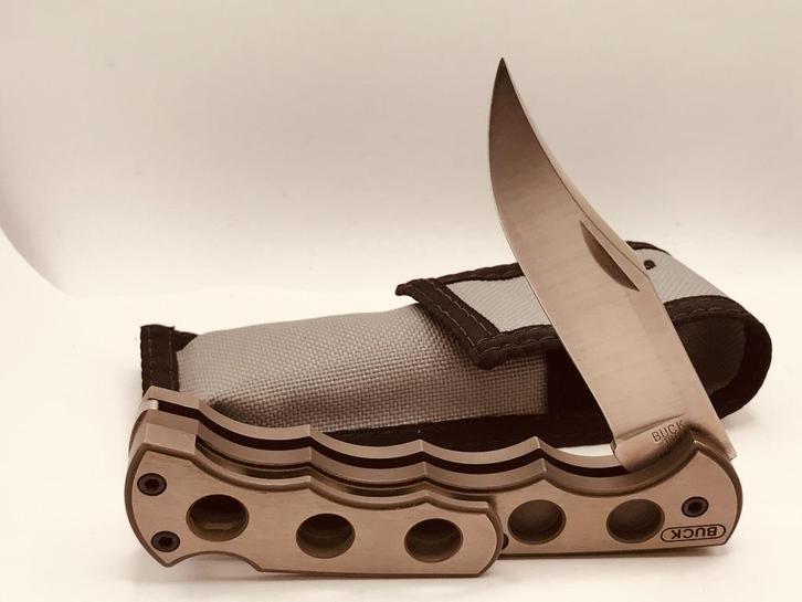 RARE Buck XLTi Model No 186 1987 CLIP Silver Finger Groove, Caravans en Kamperen, Kampeergereedschap, Gebruikt, Verzenden
