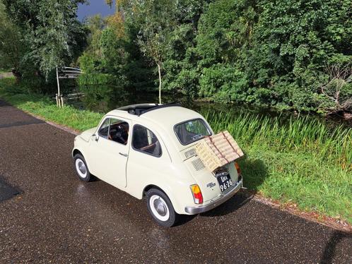 Fiat 500 L 1969, Auto's, Oldtimers, Particulier, Fiat, Benzine, Berline, 2 deurs, Handgeschakeld, Beige, Grijs, Kunstmatig leder