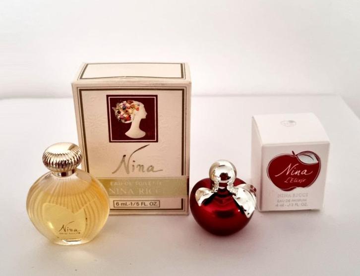 Set van 2 parfumminiaturen van Nina Ricci, Verzamelen, Parfumverzamelingen, Nieuw, Miniatuur, Gevuld, Verzenden