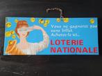 oud reclamebord nationale loterij nr. 3 32x13 cm, Verzamelen, Ophalen of Verzenden, Gebruikt, Reclamebord