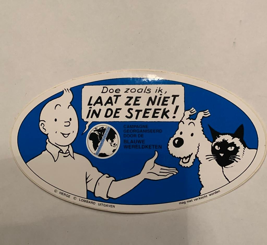 Sticker Tintin vintage, Collections, Autocollants, Comme neuf, Enlèvement ou Envoi