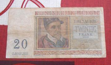  1 billet de banque Belge - 20 francs 3/4/1956 beschikbaar voor biedingen